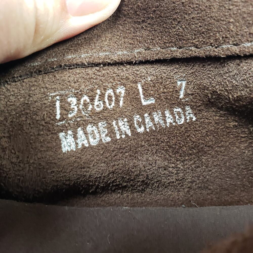 Laurentian Chief Canada Womens Size 7 Brown Leather Suede Fringe Moccasins Shoes - Picture 12 of 12